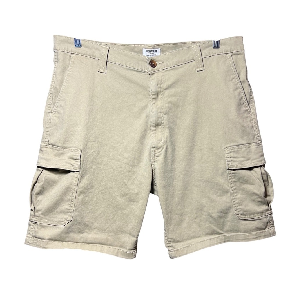 Signature by Levi Strauss Mens Cargo Shorts Tan Khaki 40 Cotton Blend